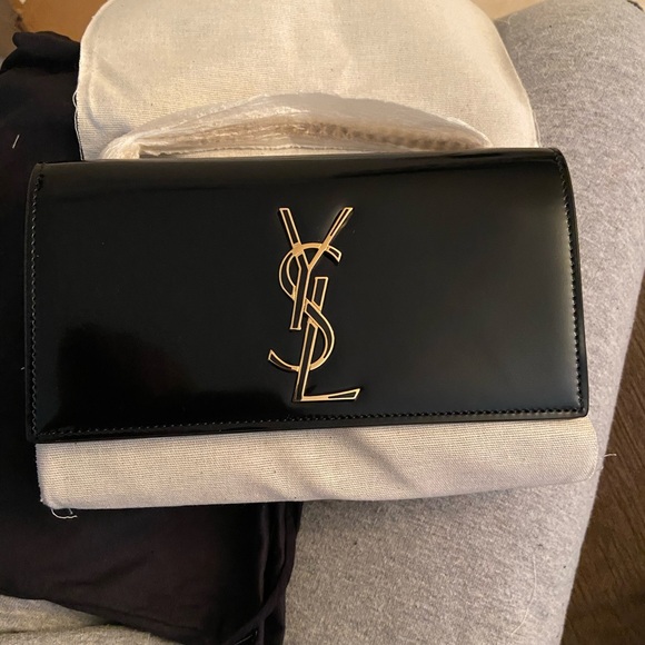Yves Saint Laurent Black Crossbody with Gold Chain
